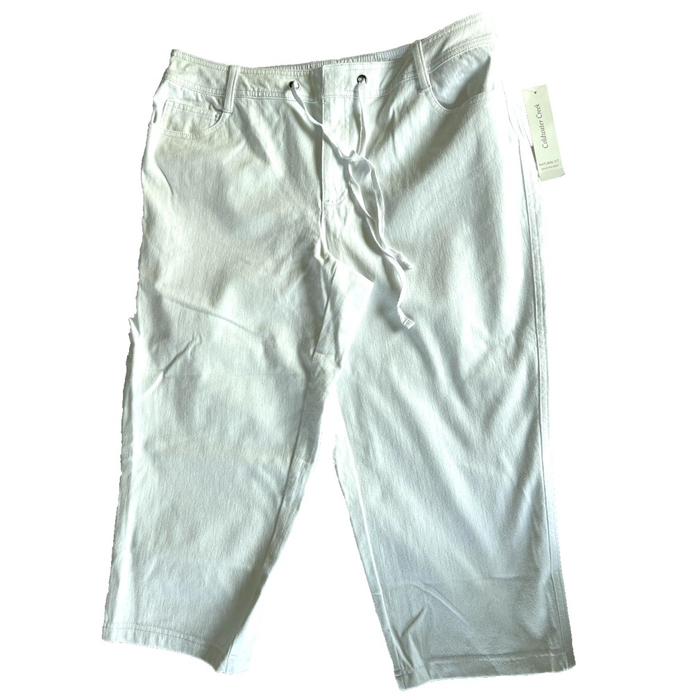 Coldwater Creek Pants Womens 16 White Natural Fit Casual Denim Stretch NWT